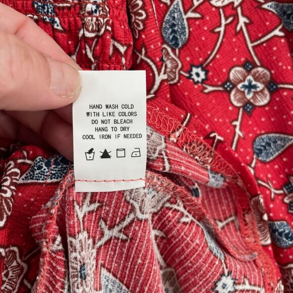 Melloday Floral Off Shoulder Blouse Women's Size 2X Red/White/Blue - Picture 7 of 9
